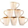 imagevicrays Coffee Mug Set 12 Ounce Ceramic Mug for Men Women Unique Glazed Mugs with Handle for Coffee Tea Milk Cocoa Cereal  Set of 6 BlackBeige
