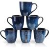 imagevicrays Coffee Mug Set 12 Ounce Ceramic Mug for Men Women Unique Glazed Mugs with Handle for Coffee Tea Milk Cocoa Cereal  Set of 6 BlackBlue
