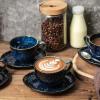 imagevicrays 65 oz Cappuccino Cups with Saucers Set of 4 Ceramic Coffee Cup for Au Lait Double shot Latte Cafe Mocha Tea GreenBlue