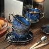 imagevicrays 65 oz Cappuccino Cups with Saucers Set of 4 Ceramic Coffee Cup for Au Lait Double shot Latte Cafe Mocha Tea GreenBlue