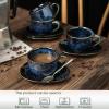 imagevicrays 65 oz Cappuccino Cups with Saucers Set of 4 Ceramic Coffee Cup for Au Lait Double shot Latte Cafe Mocha Tea GreenBlue