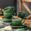 imagevicrays 65 oz Cappuccino Cups with Saucers Set of 4 Ceramic Coffee Cup for Au Lait Double shot Latte Cafe Mocha Tea GreenGreen