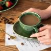 imagevicrays 65 oz Cappuccino Cups with Saucers Set of 4 Ceramic Coffee Cup for Au Lait Double shot Latte Cafe Mocha Tea GreenGreen