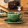 imagevicrays 65 oz Cappuccino Cups with Saucers Set of 4 Ceramic Coffee Cup for Au Lait Double shot Latte Cafe Mocha Tea GreenGreen