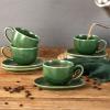 imagevicrays 65 oz Cappuccino Cups with Saucers Set of 4 Ceramic Coffee Cup for Au Lait Double shot Latte Cafe Mocha Tea GreenGreen