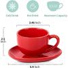 imagevicrays 65 oz Cappuccino Cups with Saucers Set of 4 Ceramic Coffee Cup for Au Lait Double shot Latte Cafe Mocha Tea GreenScarlet Red