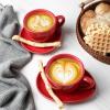 imagevicrays 65 oz Cappuccino Cups with Saucers Set of 4 Ceramic Coffee Cup for Au Lait Double shot Latte Cafe Mocha Tea GreenScarlet Red