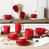 imagevicrays Ceramic Coffee Mug Set  18 Ounce Large Stoneware Mug for Men Women  Unique Glazed Porcelain Mugs with Handle for Coffee Latte Tea Milk Cocoa  Set of 4 BlueRed