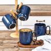 imagevicrays Ceramic Coffee Mug Set  18 Ounce Large Stoneware Mug for Men Women  Unique Glazed Porcelain Mugs with Handle for Coffee Latte Tea Milk Cocoa  Set of 4 BlueStarry Blue