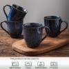 imagevicrays Ceramic Coffee Mug Set  18 Ounce Large Stoneware Mug for Men Women  Unique Glazed Porcelain Mugs with Handle for Coffee Latte Tea Milk Cocoa  Set of 4 BlueBlue