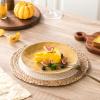 imagevicrays Ceramic Dessert Salad Plates 8 Inch Set of 6 Round Microwave Oven and Dishwasher Safe Scratch Resistant Porcelain Fluted Suitable for Snacks Appetizer Home Restaurant Cherry RedYellow