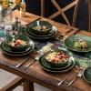 imagevicrays Ceramic Dessert Salad Plates 8 Inch Set of 6 Round Microwave Oven and Dishwasher Safe Scratch Resistant Porcelain Fluted Suitable for Snacks Appetizer Home Restaurant Cherry RedGreen
