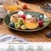imagevicrays Ceramic Dessert Salad Plates 8 Inch Set of 6 Round Microwave Oven and Dishwasher Safe Scratch Resistant Porcelain Fluted Suitable for Snacks Appetizer Home Restaurant Cherry RedGreen