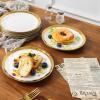 imagevicrays Ceramic Dessert Salad Plates 8 Inch Set of 6 Round Microwave Oven and Dishwasher Safe Scratch Resistant Porcelain Fluted Suitable for Snacks Appetizer Home Restaurant Cherry RedWhite with Golden