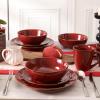 imagevicrays Ceramic Dessert Salad Plates 8 Inch Set of 6 Round Microwave Oven and Dishwasher Safe Scratch Resistant Porcelain Fluted Suitable for Snacks Appetizer Home Restaurant Cherry RedCherry Red