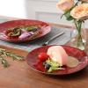 imagevicrays Ceramic Dessert Salad Plates 8 Inch Set of 6 Round Microwave Oven and Dishwasher Safe Scratch Resistant Porcelain Fluted Suitable for Snacks Appetizer Home Restaurant Cherry RedCherry Red
