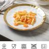 imagevicrays Ceramic Dessert Salad Plates 8 Inch Set of 6 Round Microwave Oven and Dishwasher Safe Scratch Resistant Porcelain Fluted Suitable for Snacks Appetizer Home Restaurant Cherry RedWhite with Golden