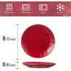 imagevicrays Ceramic Dessert Salad Plates 8 Inch Set of 6 Round Microwave Oven and Dishwasher Safe Scratch Resistant Porcelain Fluted Suitable for Snacks Appetizer Home Restaurant Cherry RedRed