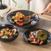 imagevicrays Ceramic Dessert Salad Plates 8 Inch Set of 6 Round Microwave Oven and Dishwasher Safe Scratch Resistant Porcelain Fluted Suitable for Snacks Appetizer Home Restaurant Cherry RedBlack