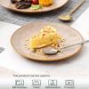 imagevicrays Ceramic Dessert Salad Plates 8 Inch Set of 6 Round Microwave Oven and Dishwasher Safe Scratch Resistant Porcelain Fluted Suitable for Snacks Appetizer Home Restaurant Cherry RedBeige