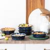 imagevicrays Ceramic Pie Pan for Baking  55 inch Small Pie Plates Deep Dish Round Pot Casserole Mini Serving Bowl Microwave Oven Safe for Dessert Apple Pie Cake Tart Pizza Set of 6  BlueBlue