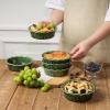 imagevicrays Ceramic Pie Pan for Baking  55 inch Small Pie Plates Deep Dish Round Pot Casserole Mini Serving Bowl Microwave Oven Safe for Dessert Apple Pie Cake Tart Pizza Set of 6  BlueGreen