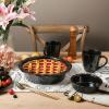 imagevicrays Ceramic Pie Pan for Baking  9 inch Pie Plate Round Fluted and Deep Pie Dish for Tart Pizza Apple Pie Quiche Pot Pies Cake  Reactive Glaze Starry BlueBright Black