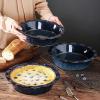 imagevicrays Ceramic Pie Pan for Baking  9 inch Pie Plate Round Fluted and Deep Pie Dish for Tart Pizza Apple Pie Quiche Pot Pies Cake  Reactive Glaze Starry BlueBlue