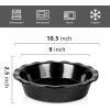imagevicrays Ceramic Pie Pan for Baking  9 inch Pie Plate Round Fluted and Deep Pie Dish for Tart Pizza Apple Pie Quiche Pot Pies Cake  Reactive Glaze Starry BlueBright Black