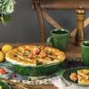imagevicrays Ceramic Pie Pan for Baking  9 inch Pie Plate Round Fluted and Deep Pie Dish for Tart Pizza Apple Pie Quiche Pot Pies Cake  Reactive Glaze Starry BlueGreen