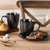 imagevicrays Coffee Mug Set 12 Ounce Ceramic Mug for Men Women Unique Glazed Mugs with Handle for Coffee Tea Milk Cocoa Cereal  Set of 6 BlackBright Black