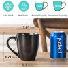 imagevicrays Coffee Mug Set 12 Ounce Ceramic Mug for Men Women Unique Glazed Mugs with Handle for Coffee Tea Milk Cocoa Cereal  Set of 6 BlackBright Black