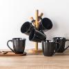 imagevicrays Coffee Mug Set 12 Ounce Ceramic Mug for Men Women Unique Glazed Mugs with Handle for Coffee Tea Milk Cocoa Cereal  Set of 6 BlackBright Black