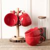 imagevicrays Jumbo Soup Mug Coffee Large  Ceramic Wide Oversized Extra Big Handle Bowls Latte Friends Mug Set Gaint Cereal Oatmeal Cappuccino Cup Set 27 ozScarlet Red