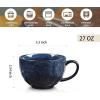 imagevicrays Jumbo Soup Mug Coffee Large  Ceramic Wide Oversized Extra Big Handle Bowls Latte Friends Mug Set Gaint Cereal Oatmeal Cappuccino Cup Set 27 ozBlue