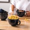 imagevicrays Jumbo Soup Mug Coffee Large  Ceramic Wide Oversized Extra Big Handle Bowls Latte Friends Mug Set Gaint Cereal Oatmeal Cappuccino Cup Set 27 ozBlue