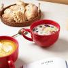 imagevicrays Jumbo Soup Mug Coffee Large  Ceramic Wide Oversized Extra Big Handle Bowls Latte Friends Mug Set Gaint Cereal Oatmeal Cappuccino Cup Set 27 ozScarlet Red