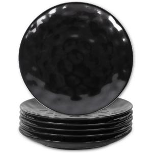 imagevicrays Ceramic Dessert Salad Plates 8 Inch Set of 6 Round Microwave Oven and Dishwasher Safe Scratch Resistant Porcelain Fluted Suitable for Snacks Appetizer Home Restaurant Cherry RedBlack