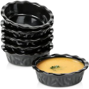 imagevicrays Ceramic Pie Pan for Baking  55 inch Small Pie Plates Deep Dish Round Pot Casserole Mini Serving Bowl Microwave Oven Safe for Dessert Apple Pie Cake Tart Pizza Set of 6  BlueBlack