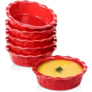 imagevicrays Ceramic Pie Pan for Baking  55 inch Small Pie Plates Deep Dish Round Pot Casserole Mini Serving Bowl Microwave Oven Safe for Dessert Apple Pie Cake Tart Pizza Set of 6  BlueRed