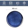 imageVicrays 24Piece Kitchen Dinnerware Set Ceramic Flat Dinner Plates Salad Plates Bowls Set Coffee Mug Microwave Oven and Dishwasher Safe Scratch Resistant Suitable for Home Party Blue