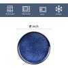imageVicrays 24Piece Kitchen Dinnerware Set Ceramic Flat Dinner Plates Salad Plates Bowls Set Coffee Mug Microwave Oven and Dishwasher Safe Scratch Resistant Suitable for Home Party Blue
