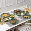 imageVicrays Ceramic 12 Pieces Dinnerware Set  Dinner Plates Salad Plates Cereal Bowls Set Service for 4  Scratch Resistant Microwave Oven Dishwasher Safe  BlueGreen