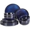 imageVicrays Ceramic 12 Pieces Dinnerware Set  Dinner Plates Salad Plates Cereal Bowls Set Service for 4  Scratch Resistant Microwave Oven Dishwasher Safe  BlueBlue