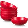 imagevicrays Ceramic Salad Bowls Set for Kitchen Serving  32 Ounce Soup Bowls Pasta Bowls Chip Resistant Dishwasher Microwave Safe Large Fluted stoneware Set of 6 yellowScarlet Red