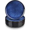 imagevicrays Ceramic Salad Plates Set  Porcelain 8 Inch Flat Dessert Appetizer Plate for Lunch Home Party Restaurant  Scratch Resistant Microwave Oven and Dishwasher Safe  Set of 6 Blue