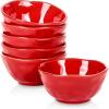 imagevicrays Ceramic Small Dessert Bowls Set  10 oz Set of 6 Microwave Oven and Dishwasher Safe for Rice Ice Cream Soup Snacks Cereal Chili Side Dishes etc Kitchen Bowls SetGreenScarlet Red