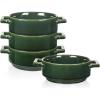 imagevicrays Ceramic Soup Bowls with Handles 24 Oz Porcelain Soup Crocks for French Onion Soup Cereal Beef Stew Chill Pasta Pot Pies Microwave and Oven Safe Set of 4 BlueGreen