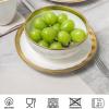imagevicrays 18Piece Kitchen Dinnerware Set Ceramic Dinner Plates Salad Plates Bowls Set Coffee Mug Set Dishwasher Safe Not Microwave or Oven Safe Scratch Resistant Party  White with Golden