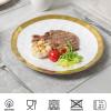 imagevicrays 18Piece Kitchen Dinnerware Set Ceramic Dinner Plates Salad Plates Bowls Set Coffee Mug Set Dishwasher Safe Not Microwave or Oven Safe Scratch Resistant Party  White with Golden